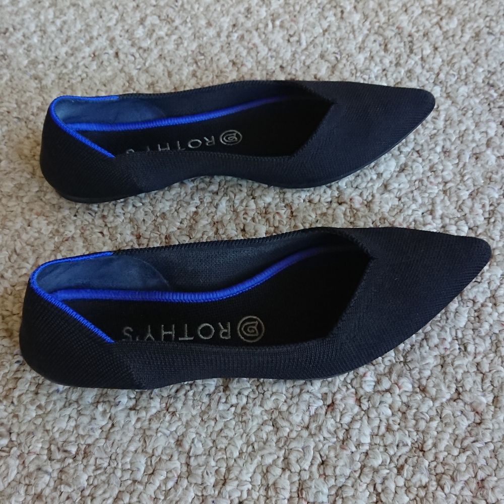 Rothy's The Point Solid Black Flat Size 7 - image 5